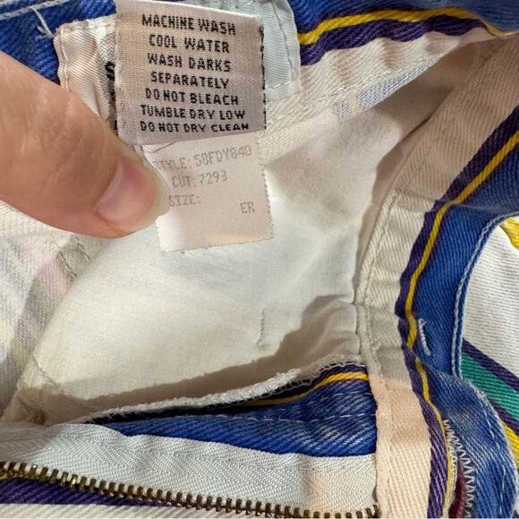 SoStanza Contemporary Apparel Vintage Shorts Women Size 9/10 White Multi Stripe - Picture 3 of 10